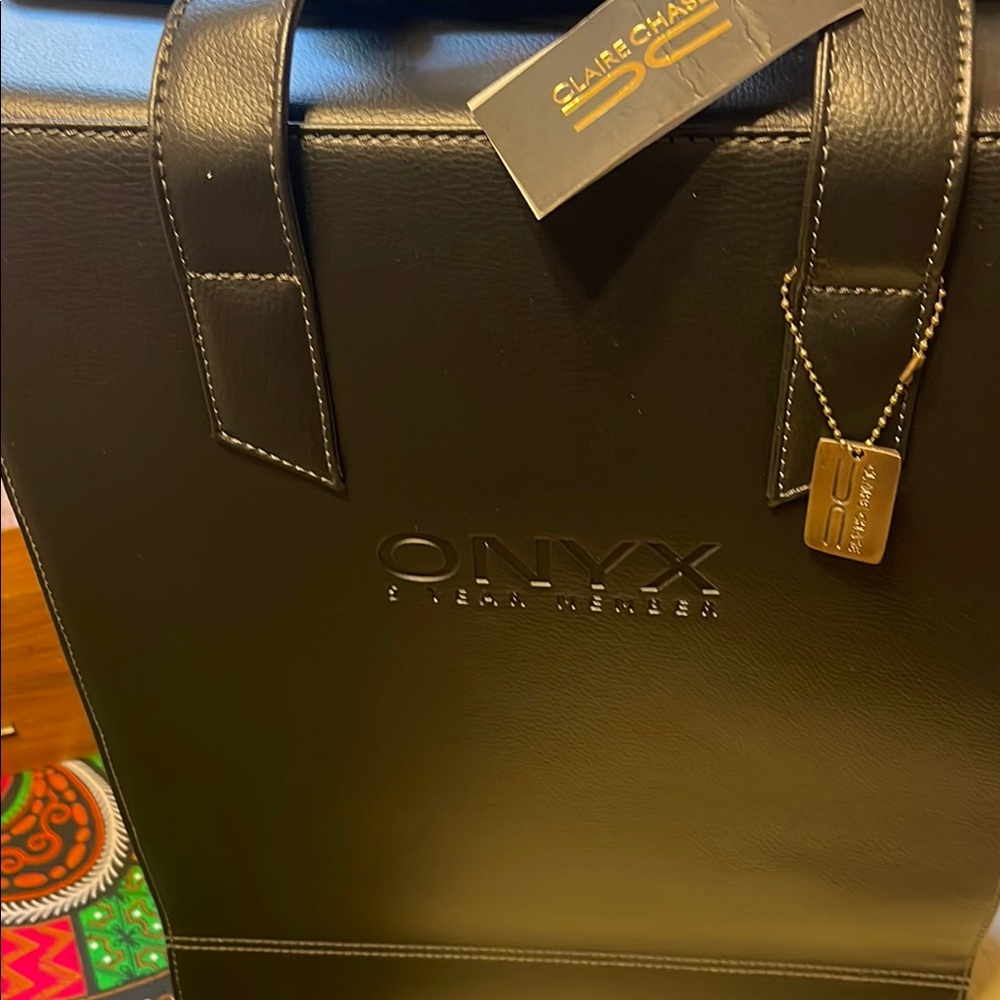 Black Leather Briefcase with Gold Hardware